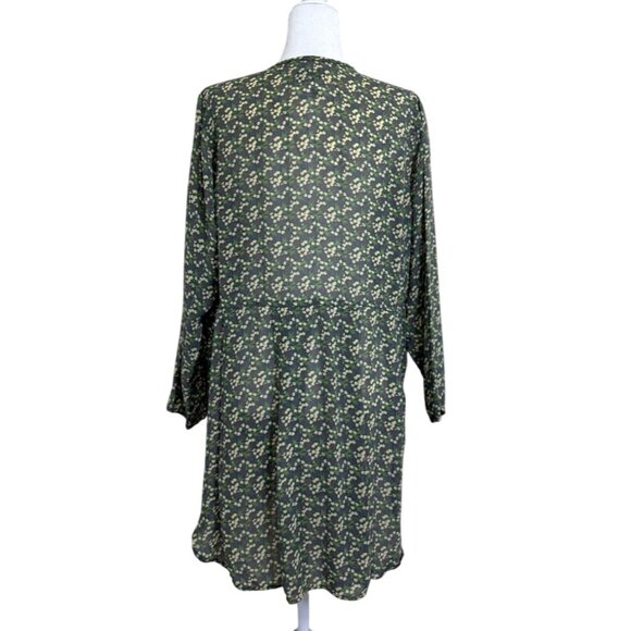 Flax Jeanne Engelhart Tunic Dress Green Floral Button-Up Sheer Lagenlook Size S - Picture 3 of 7